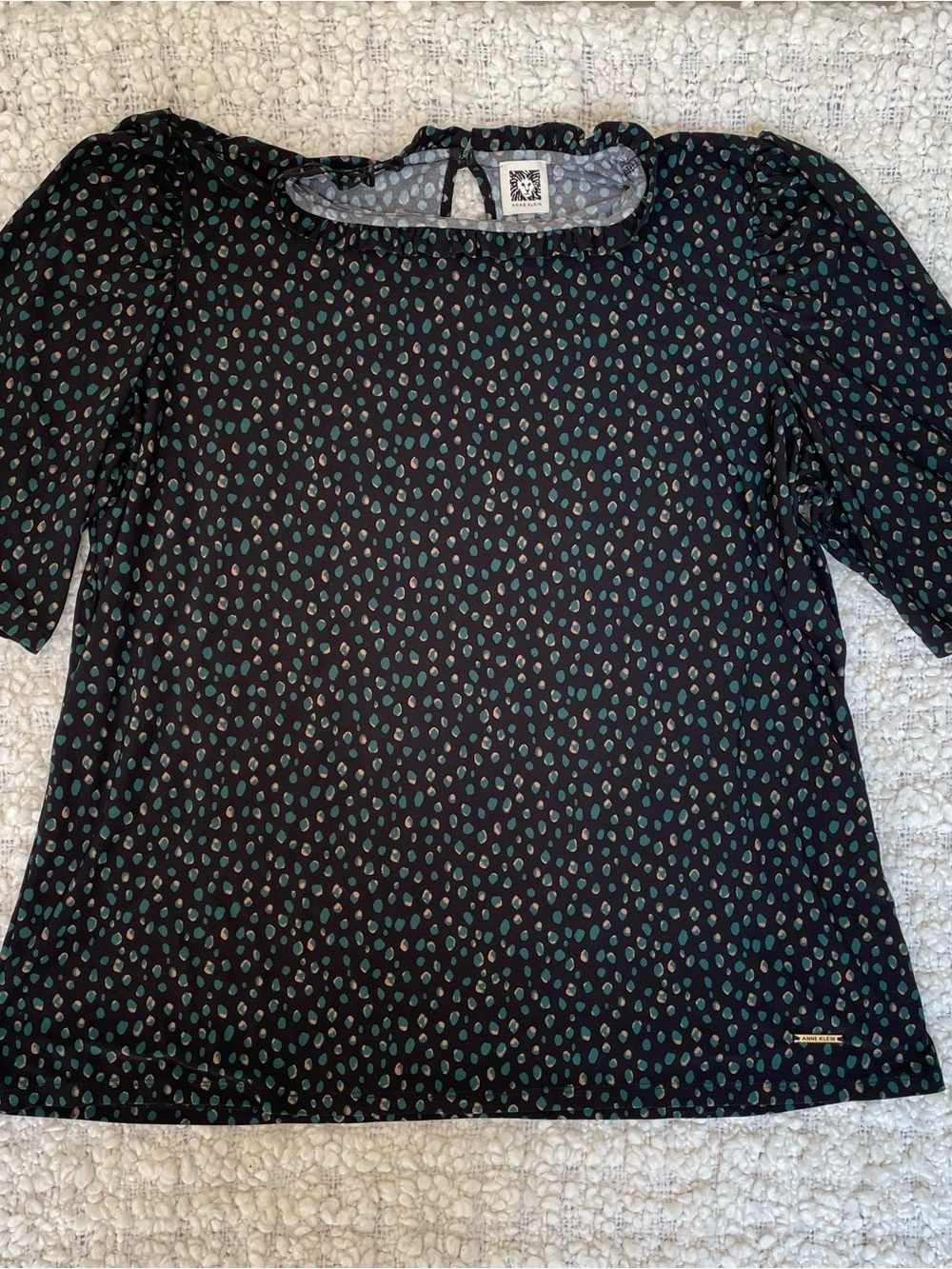 Anne Klein Black Blouse with Keyhole back